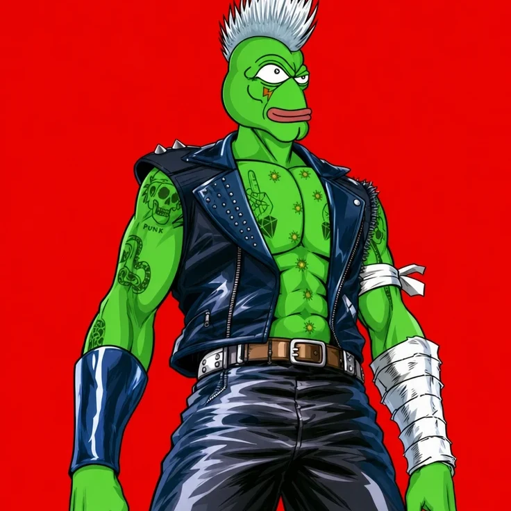 Friggy PEP as a post-apocalyptic punk hero, with the Seven Stars